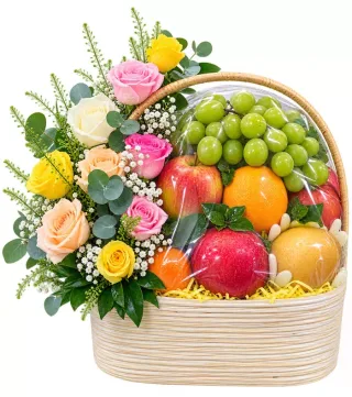 Giỏ trái cây hoa hồng