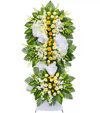 Kệ hoa viếng trắng vàng