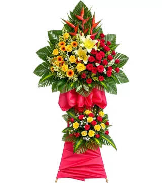 Kệ hoa đỏ vàng thiên điểu