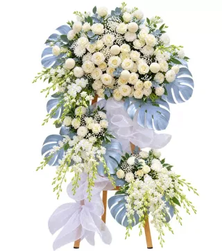 Kệ hoa viếng hồng trắng