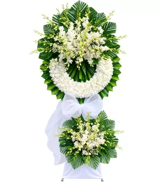 Kệ hoa viếng trắng xanh