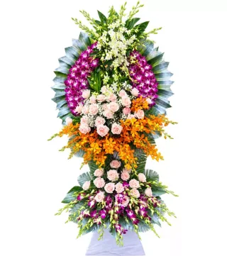 Kệ hoa viếng tím hồng cam