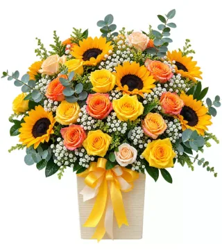 Hộp hướng dương hồng vàng