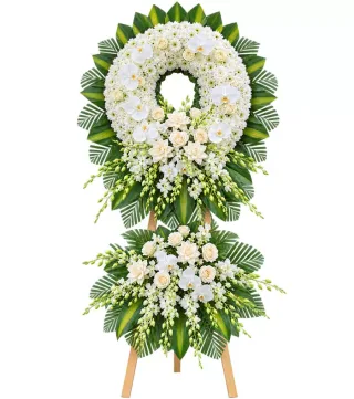 Kệ hoa viếng trắng xanh