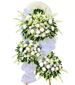 Kệ hoa viếng trắng xanh