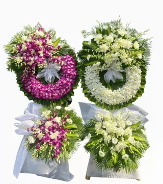 Kệ hoa viếng tím trắng