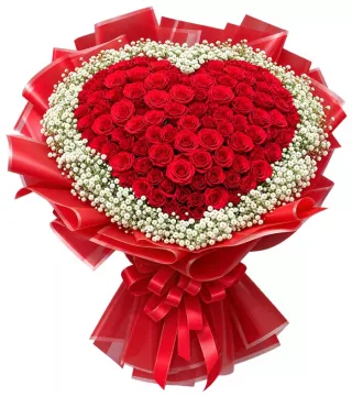 Bó hồng trái tim giấy đỏ