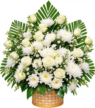 Giỏ hoa viếng trắng xanh