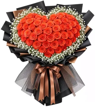 Bó hồng cam đỏ trái tim
