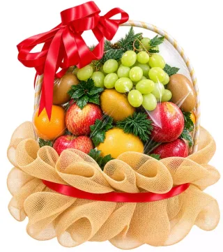 Giỏ trái cây nơ đỏ