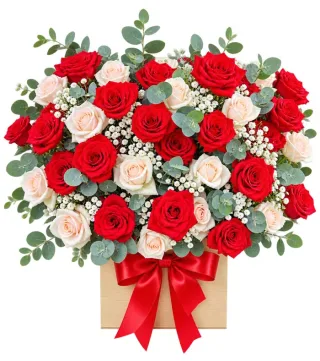 Hộp hồng đỏ trắng