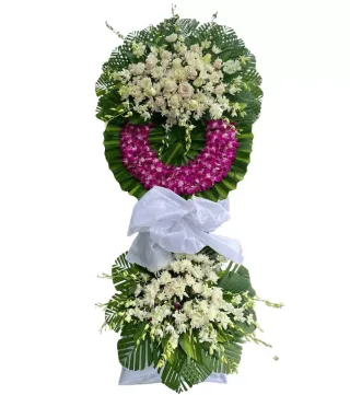 Kệ hoa viếng trắng hồng