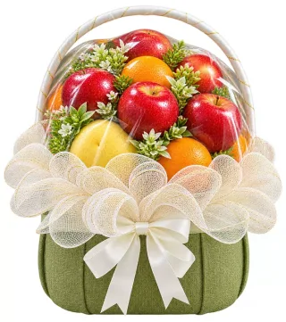 Giỏ trái cây nơ trắng