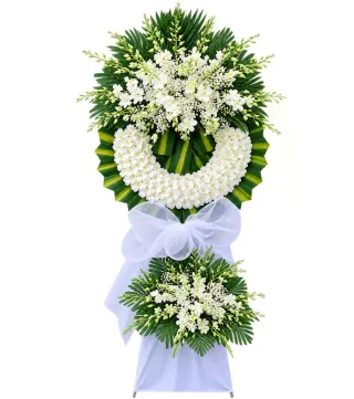 Kệ hoa viếng trắng xanh