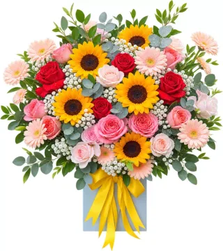 Hộp hướng dương phối đồng tiền