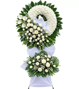 Kệ hoa viếng hồng trắng