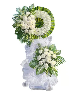 Kệ hoa viếng trắng xanh