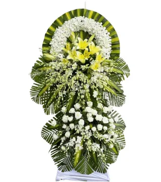 Kệ hoa viếng trắng vàng