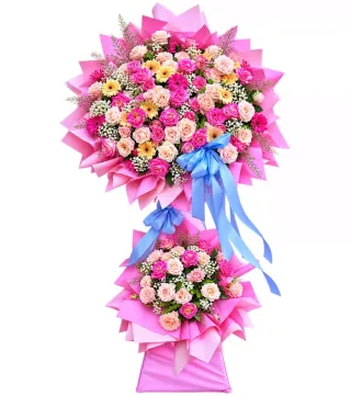 Kệ hoa hồng phấn hai tầng