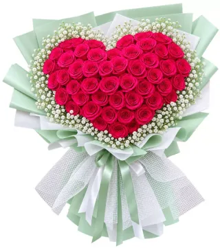 Bó hồng đậm trái tim