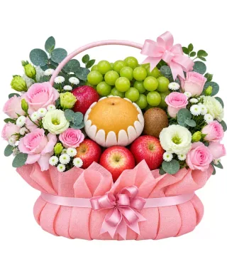 Giỏ trái cây hồng phấn