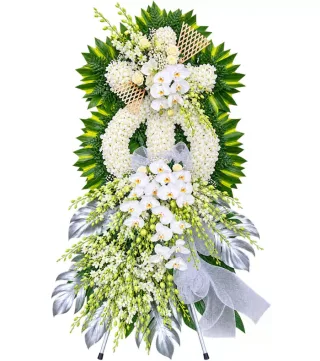 Kệ hoa viếng trắng lá bạc