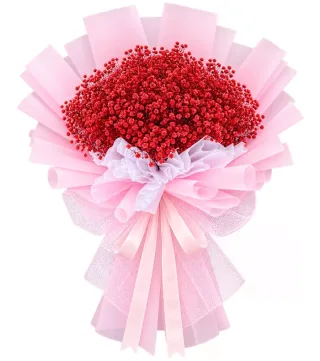 Bó baby đỏ giấy hồng