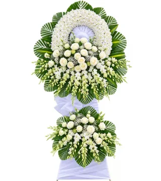 Kệ hoa viếng hồng trắng