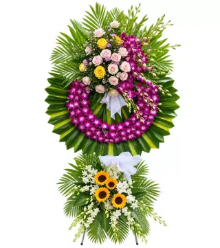 Kệ hoa viếng hồng phấn tím