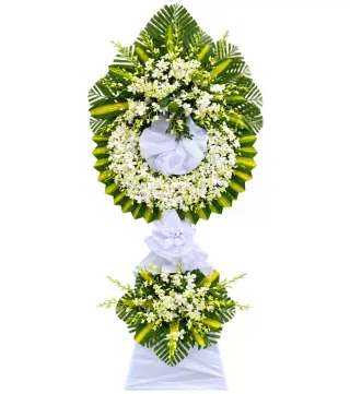 Kệ hoa viếng trắng xanh