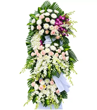Kệ hoa viếng hồng phấn tím