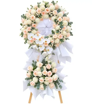 Kệ hoa viếng hồng phấn trắng