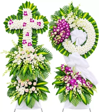 Kệ hoa viếng trắng tím