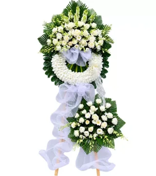 Kệ hoa viếng trắng xanh