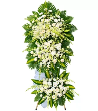 Kệ hoa viếng trắng xanh