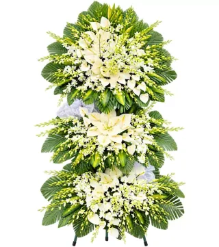 Kệ hoa viếng ly trắng