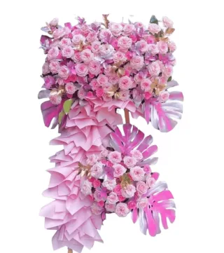 Kệ khai trương hồng phấn phối hồng