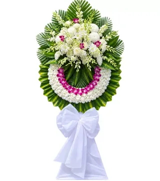 Vòng hoa viếng trắng tím