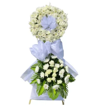 Kệ hoa viếng trắng xanh