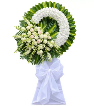 Vòng hoa viếng hồng trắng