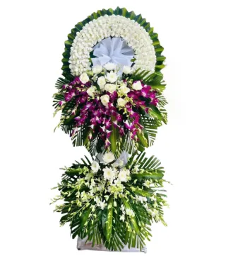 Kệ hoa viếng trắng tím