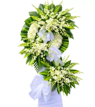 Kệ hoa viếng trắng xanh