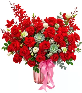 Bình hồng đỏ phối lan