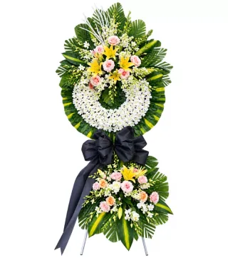Kệ hoa viếng vàng hồng trắng