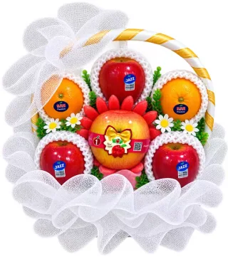 Giỏ trái cây nơ trắng
