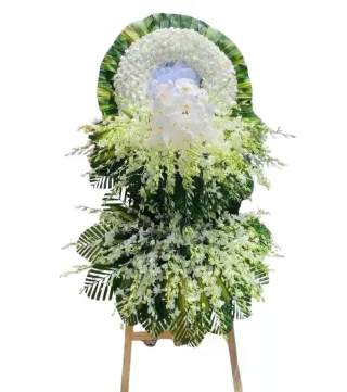 Kệ hoa viếng trắng xanh