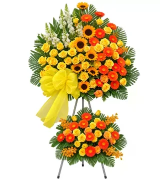 Kệ hoa vàng cam hai tầng