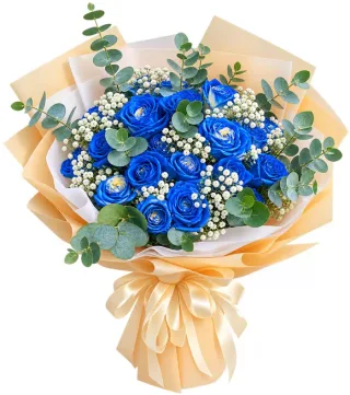 Bó hồng tông xanh dương