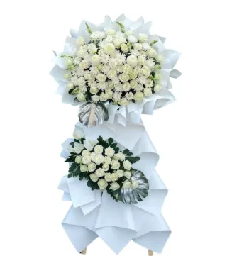 Kệ hoa viếng trắng xanh