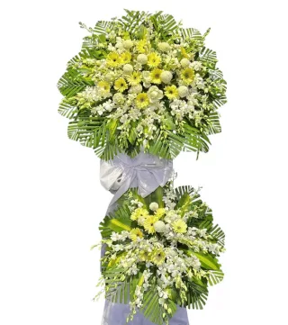 Kệ hoa viếng vàng trắng